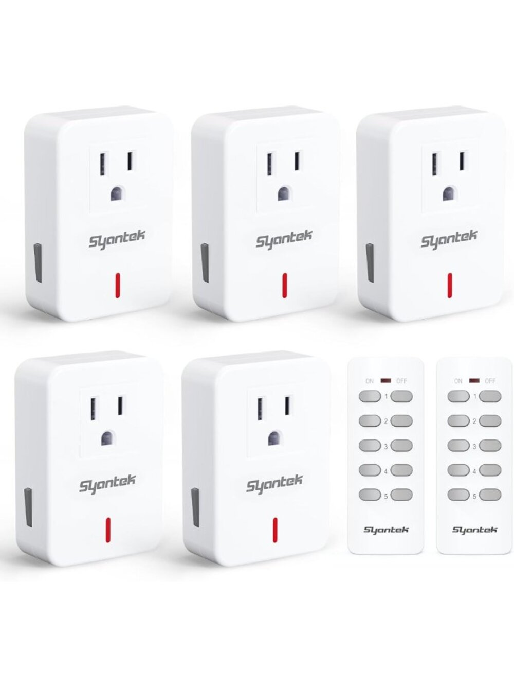 Wireless Remote Control Outlet Switch Kit for Home Appliances, 100ft Range, 5